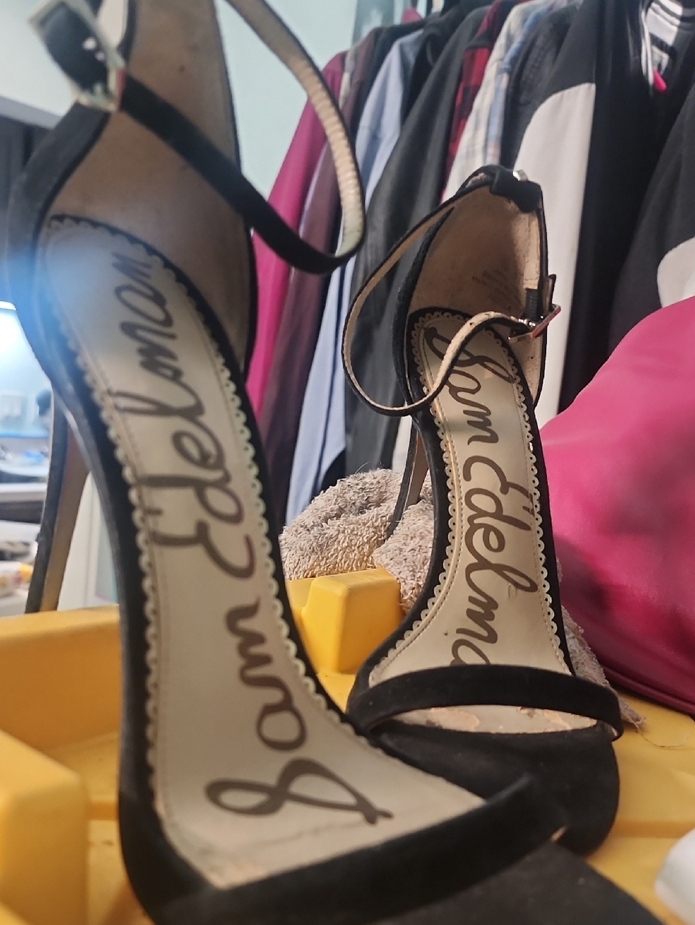 Sam Edelman Ariella Black SuedSam Suede Open-Toe Ankle-Strap Heels